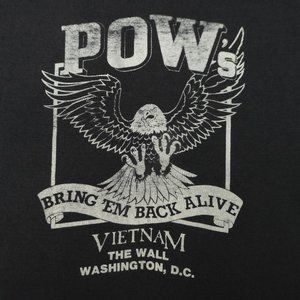 Vintage 80s Black T Shirt Tee POWs Bring Em Back Alive Vietnam Wall Eagle XXL